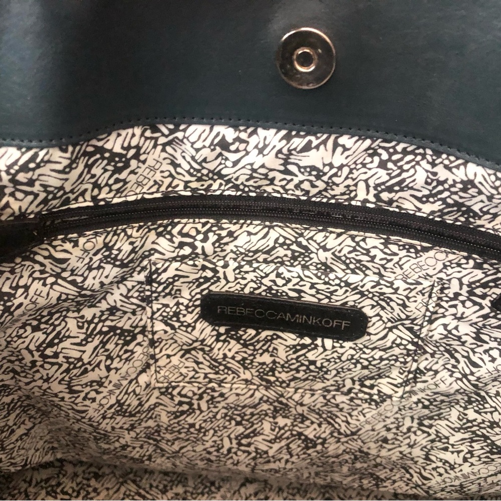 🔵Rebecca Minkoff Midnight Blue Leather Shoulder Tote Hand-Bag Purse - Picture 10 of 14